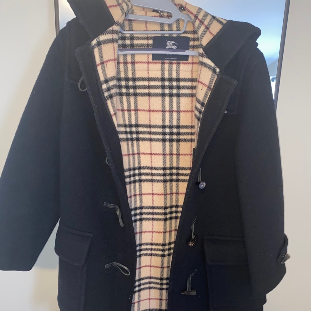 Burberry Classic Duffle Hooded Wool Check Coat